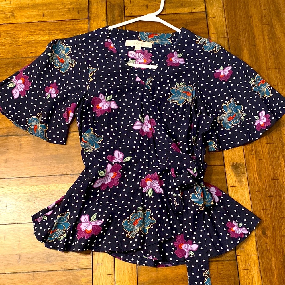 LOFT Flutter Sleeve Wrap Blouse